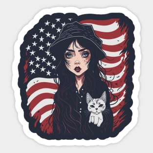 Patriotic Cat Mother Sticker